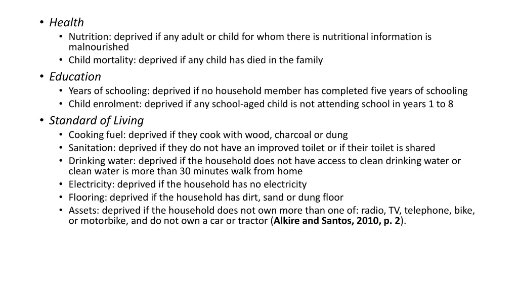 health nutrition deprived if any adult or child