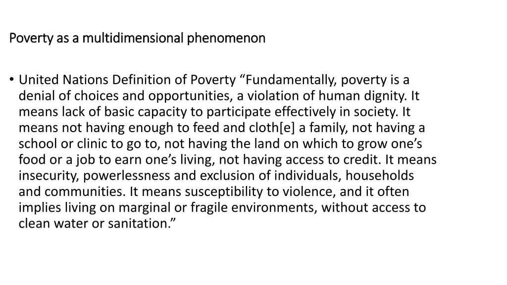 poverty as a multidimensional phenomenon poverty