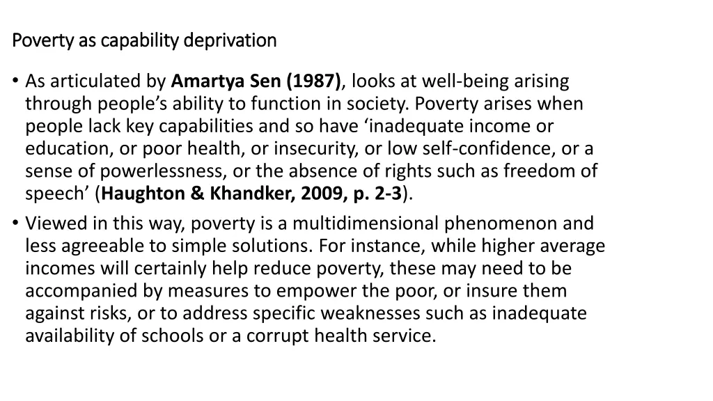 poverty as capability deprivation poverty