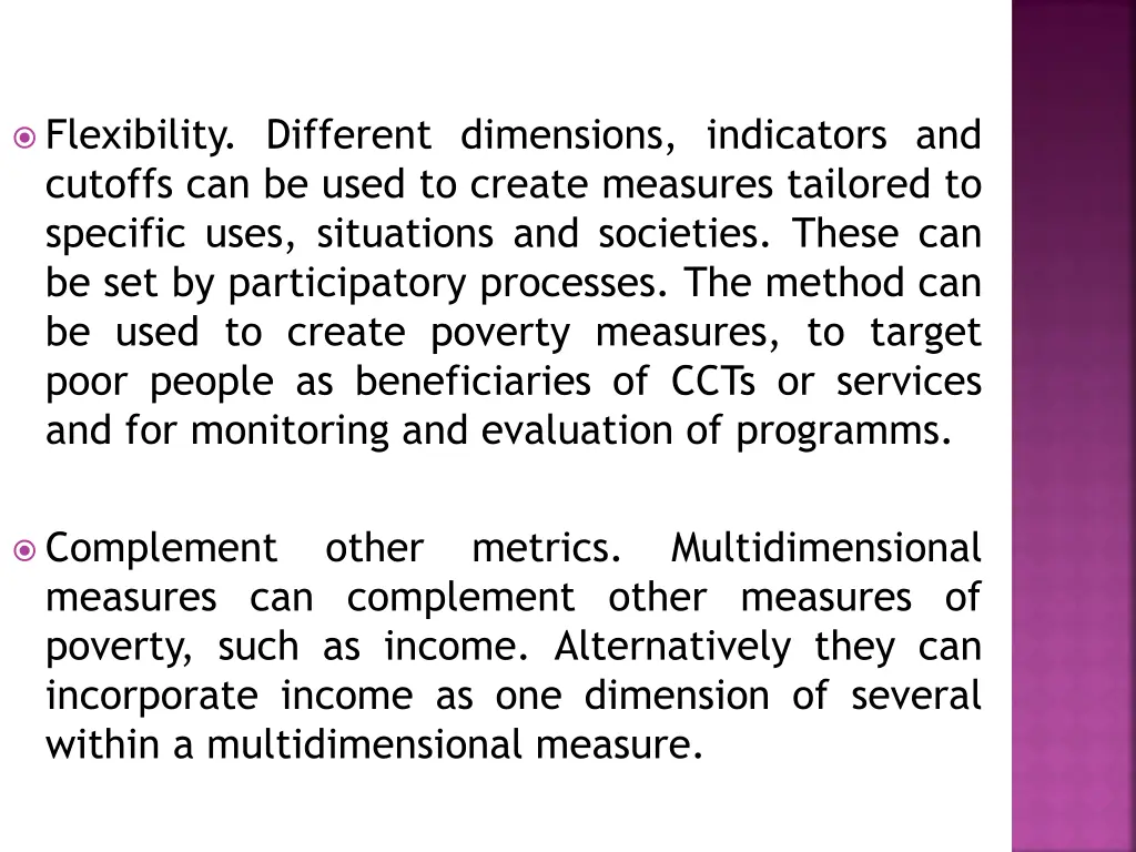 flexibility different dimensions indicators