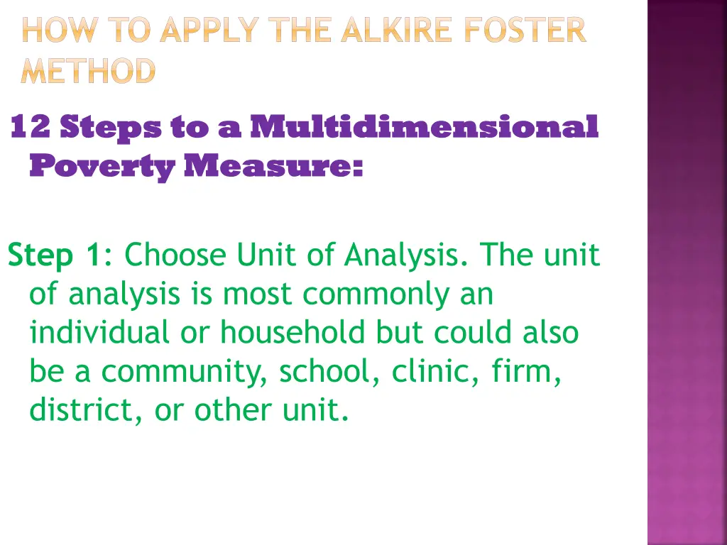 how to apply the alkire foster method 12 steps