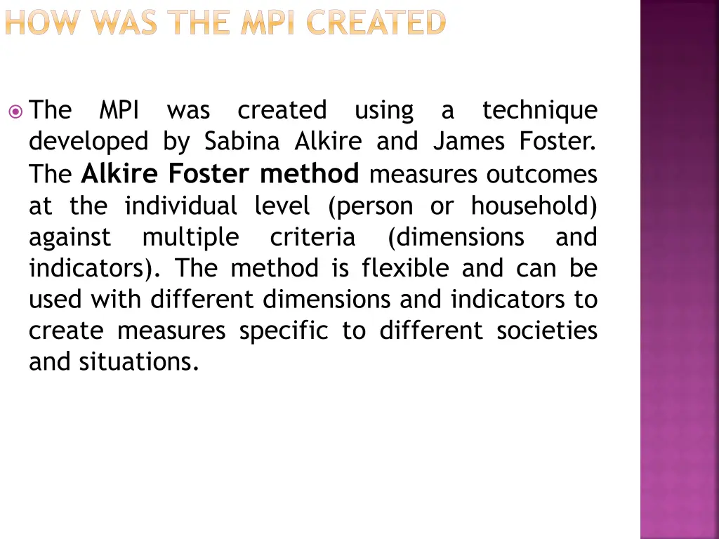 how was the mpi created