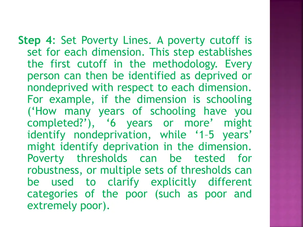 step 4 set poverty lines a poverty cutoff