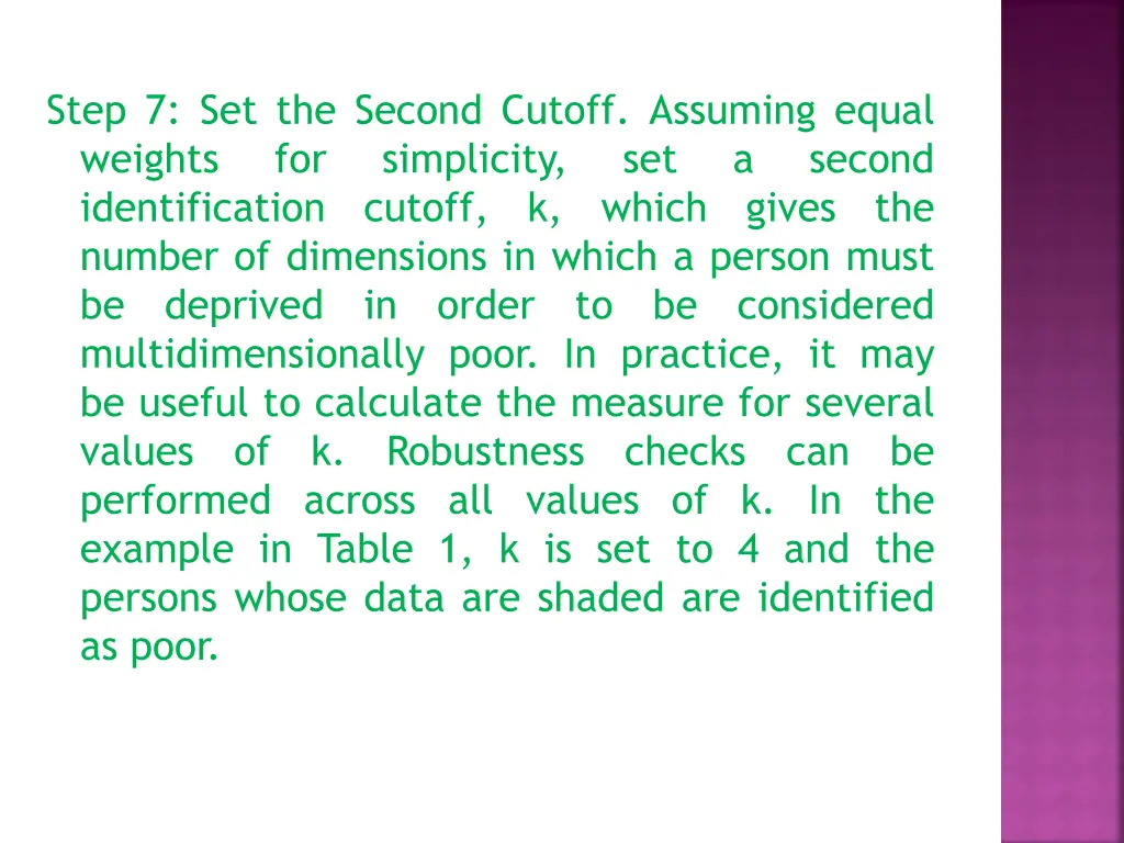 step 7 set the second cutoff assuming equal