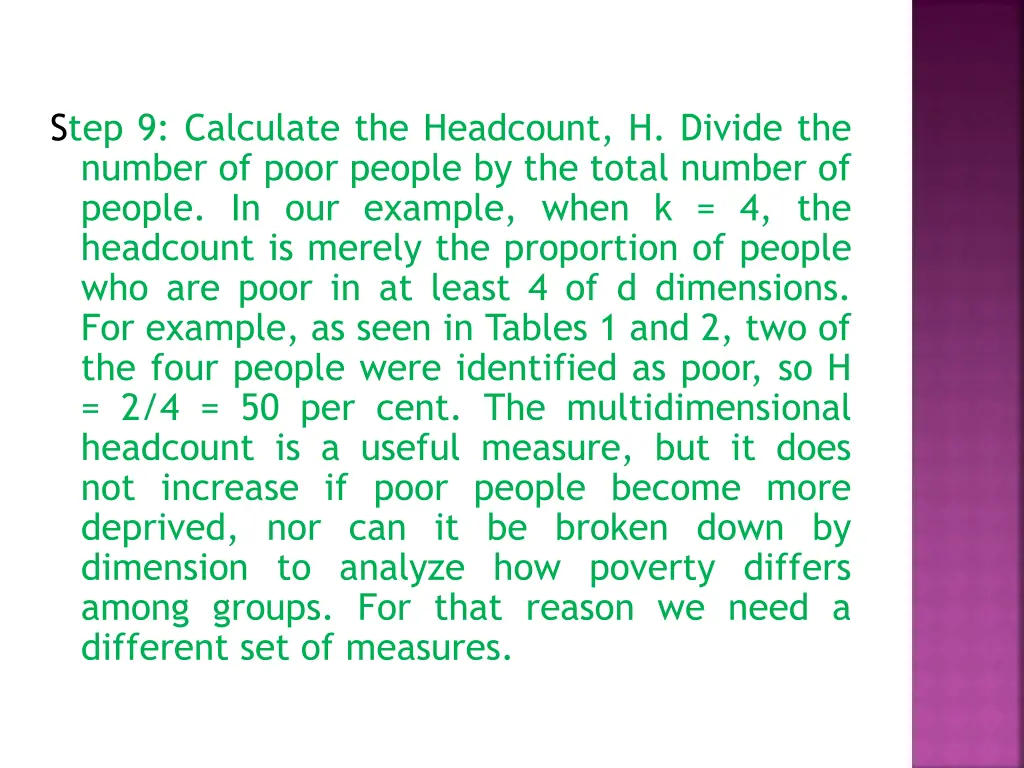 step 9 calculate the headcount h divide