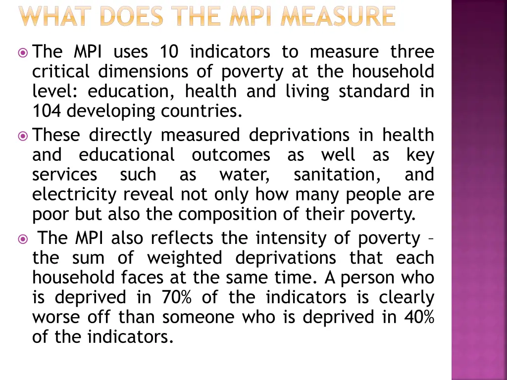 what does the mpi measure