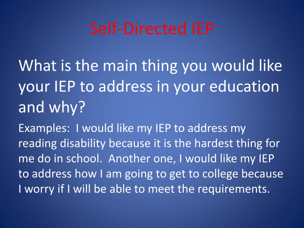 self directed iep 2