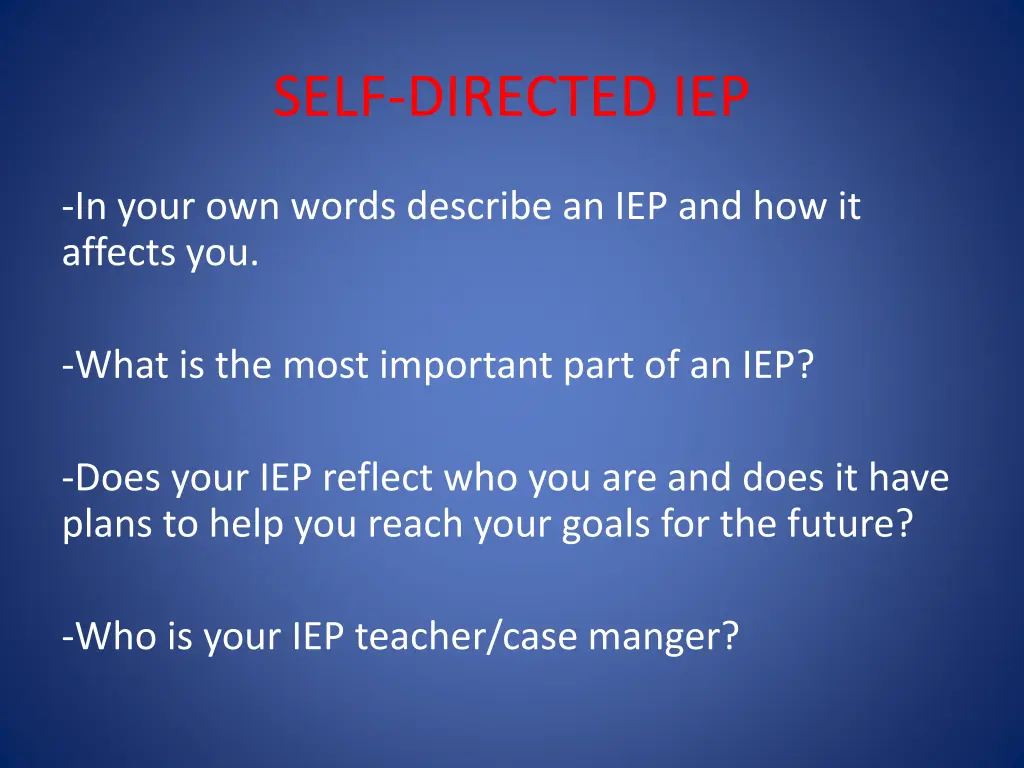 self directed iep