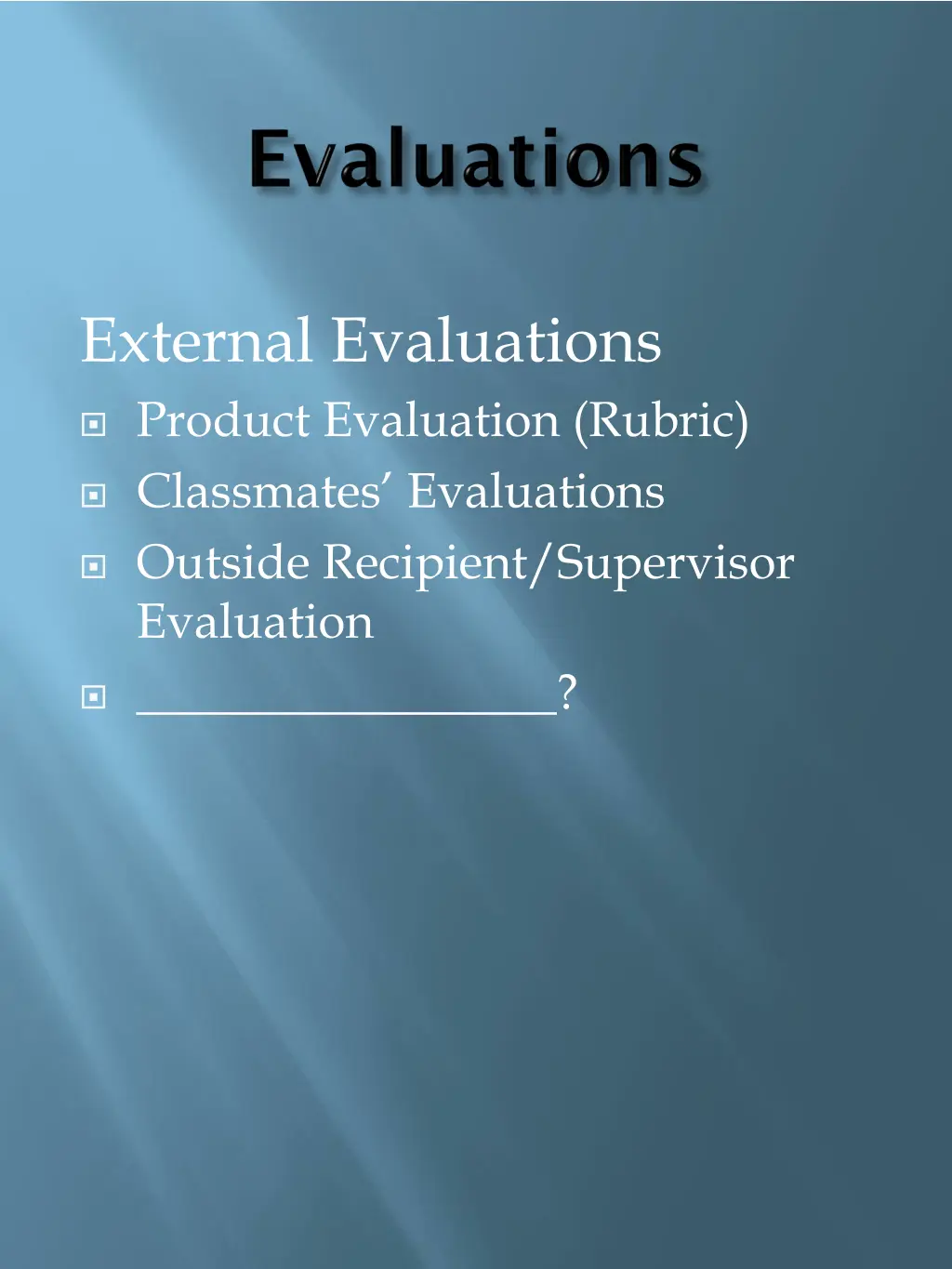 external evaluations product evaluation rubric