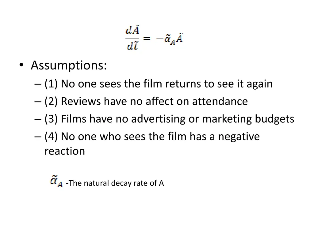 assumptions 1 no one sees the film returns