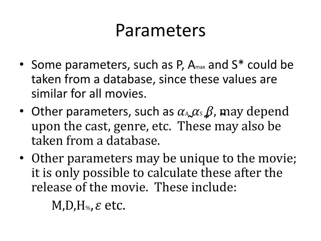 parameters