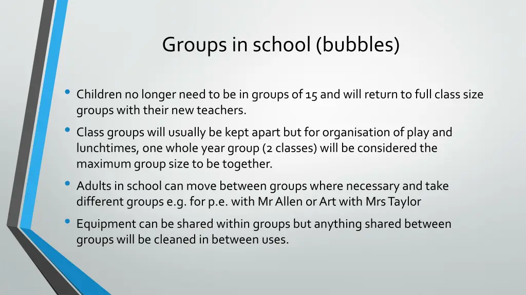 groups in school bubbles