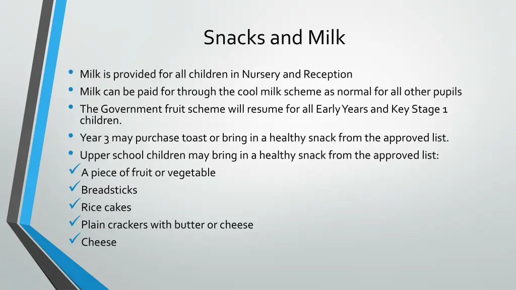 snacks and milk