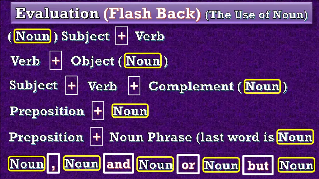 evaluation flash back the use of noun