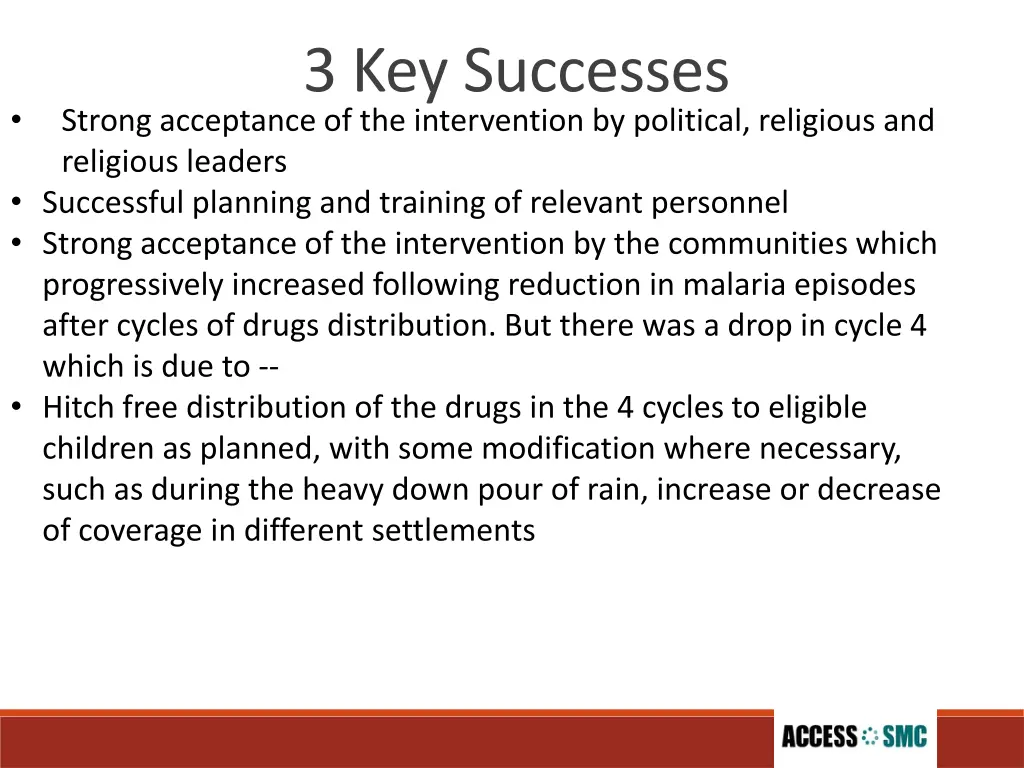 3 key successes