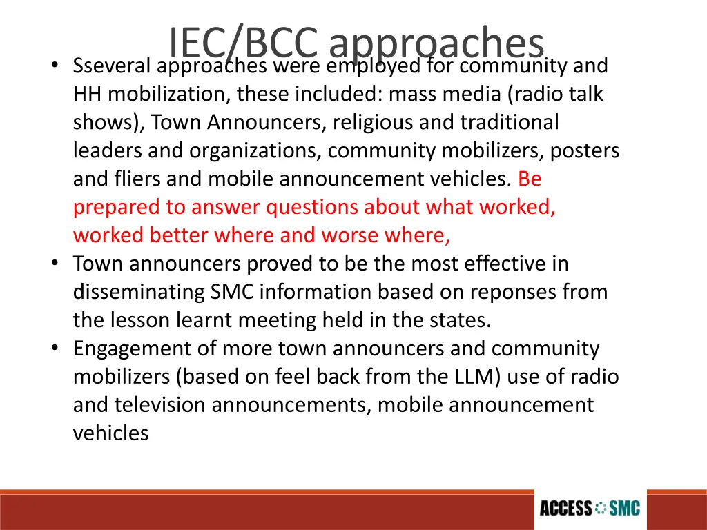 iec bcc approaches sseveral approaches were