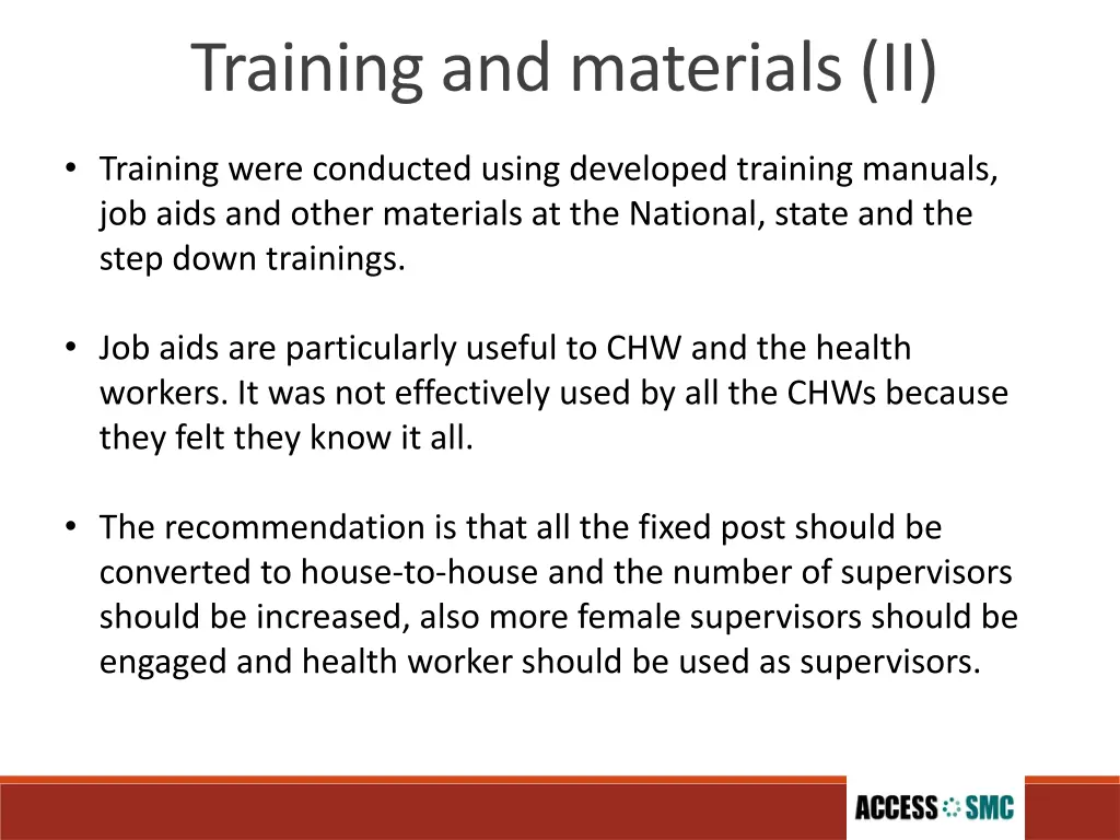 training and materials ii