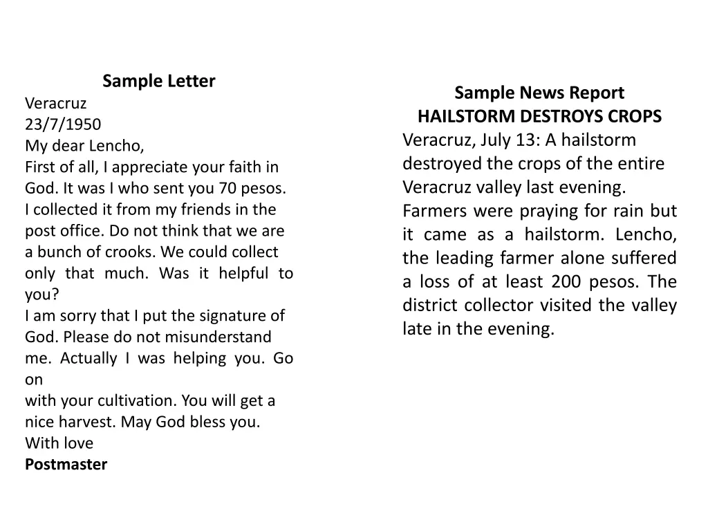 sample letter