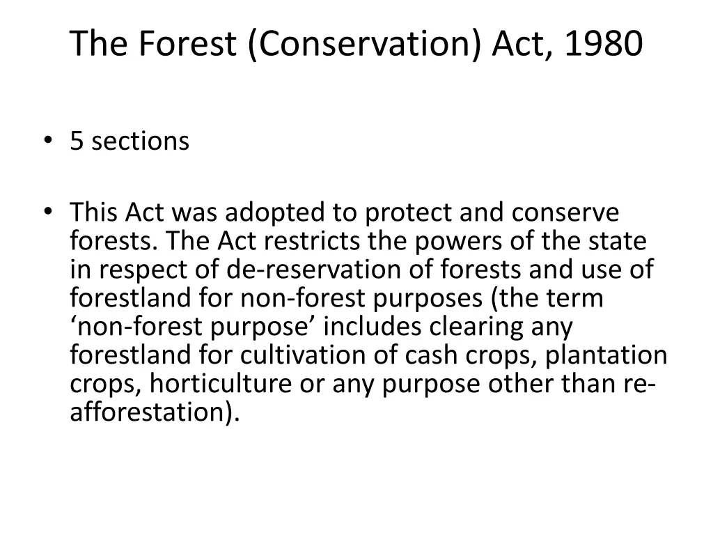 the forest conservation act 1980