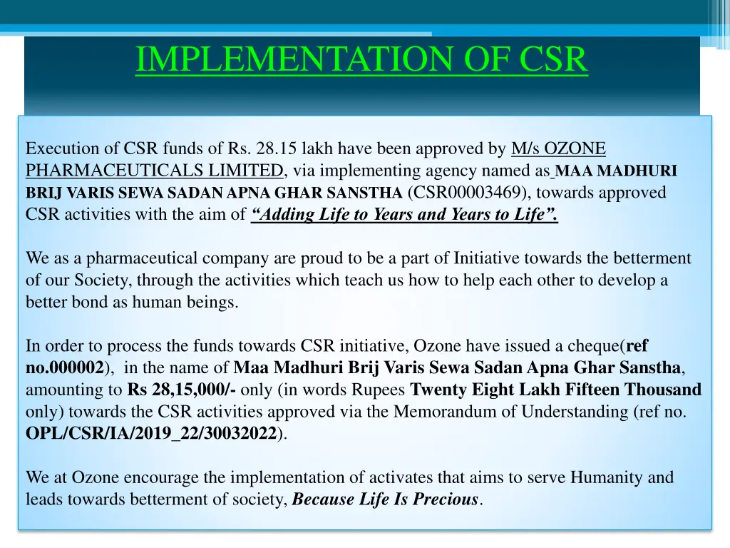 implementation of csr