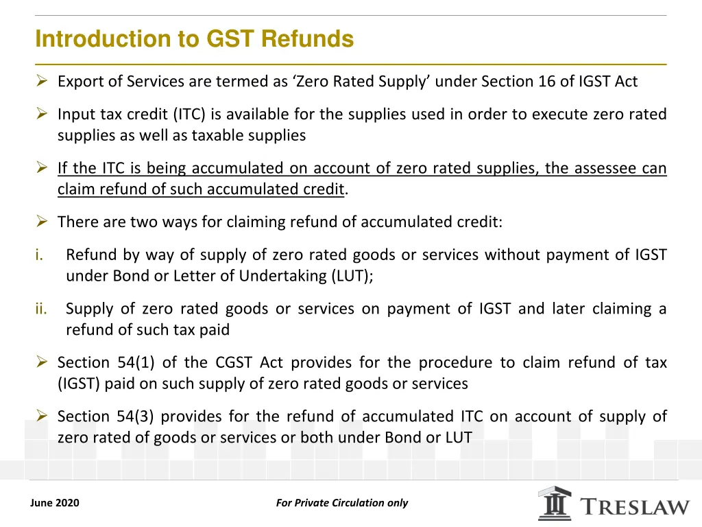 introduction to gst refunds