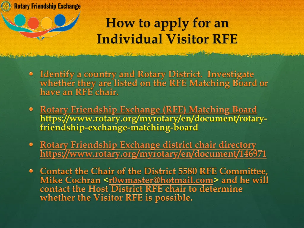 how to apply for an individual visitor rfe