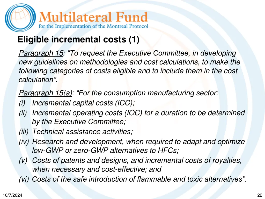 eligible incremental costs 1