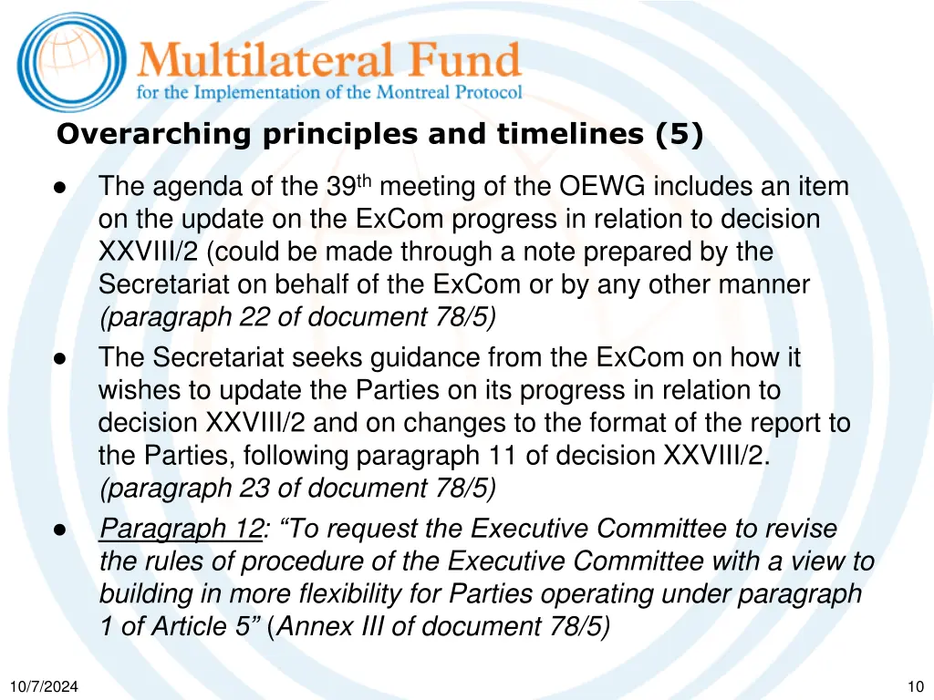 overarching principles and timelines 5