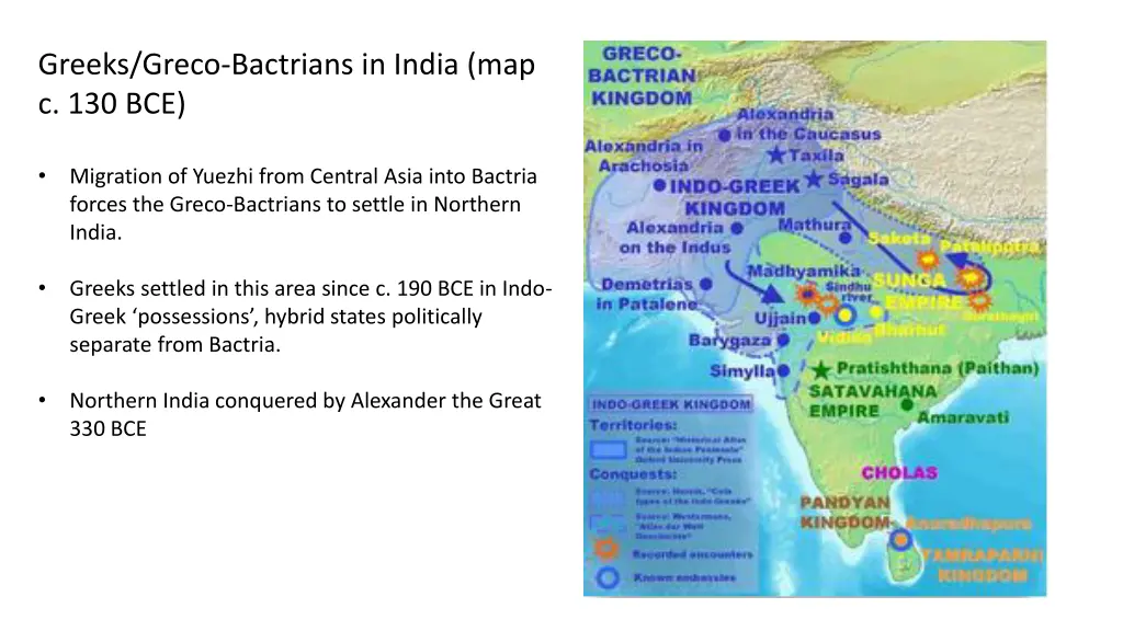 greeks greco bactrians in india map c 130 bce