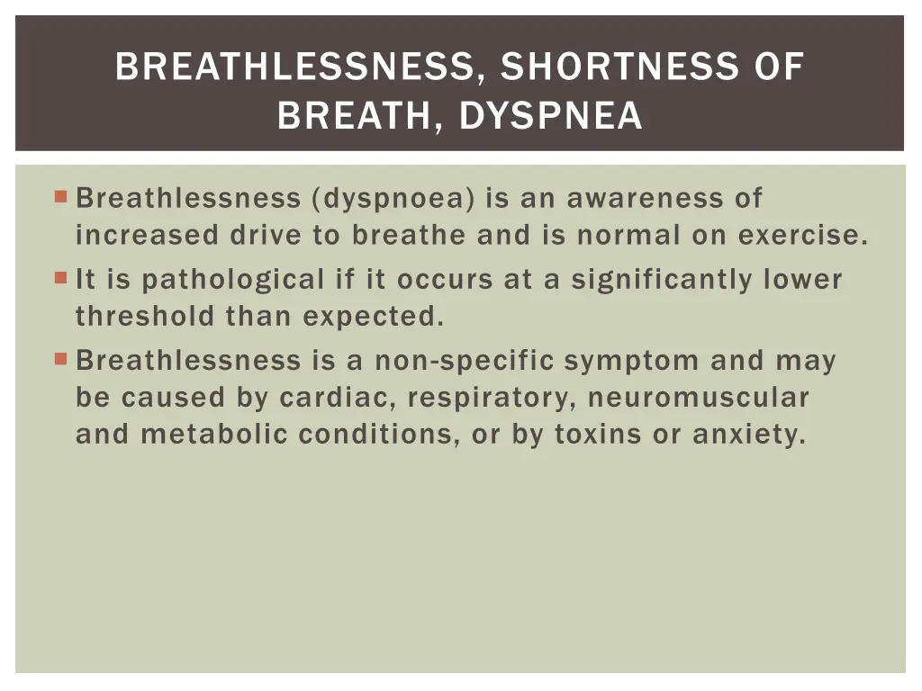 breathlessness shortness of breath dyspnea