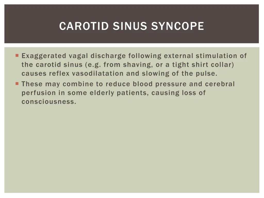 carotid sinus syncope