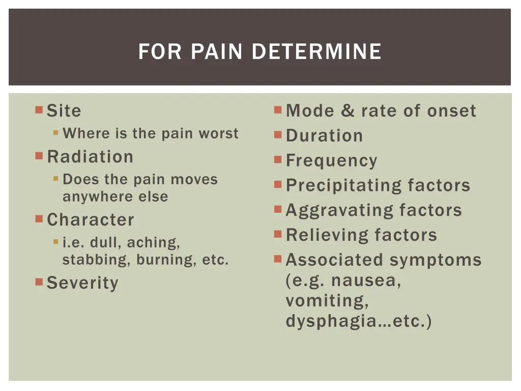 for pain determine