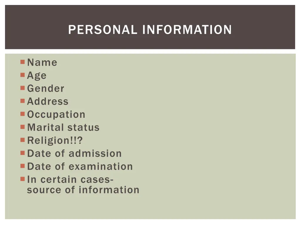 personal information