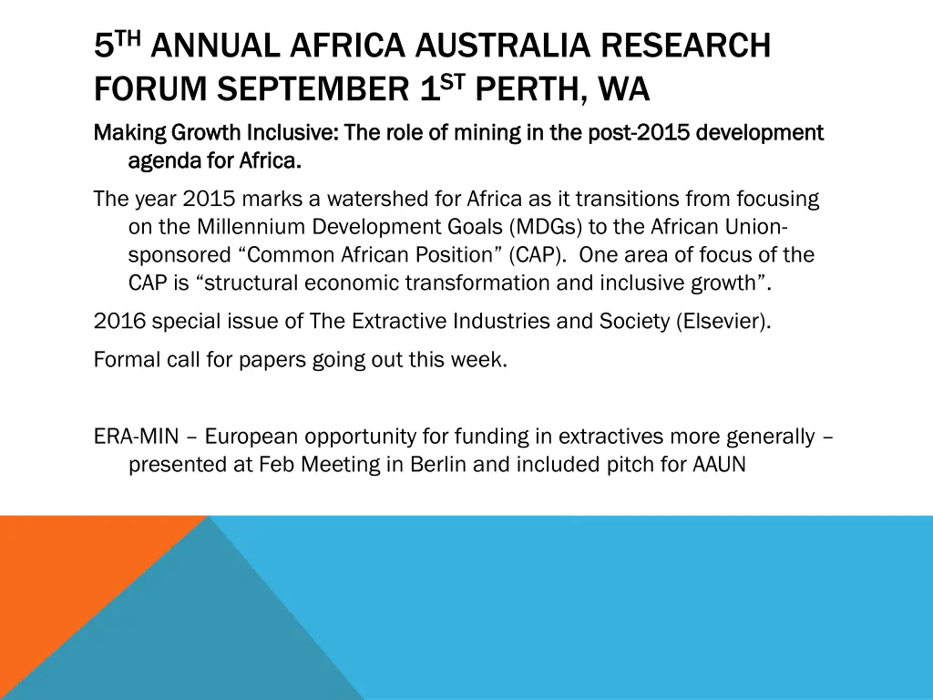 5 th annual africa australia research forum