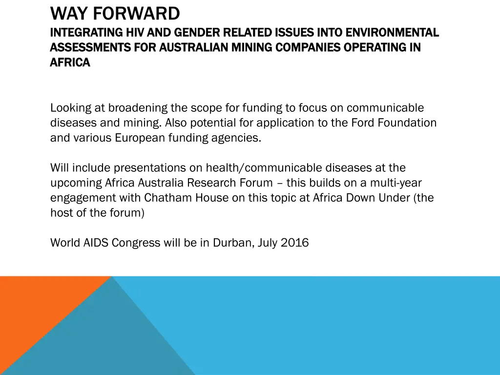 way forward integrating hiv and gender related