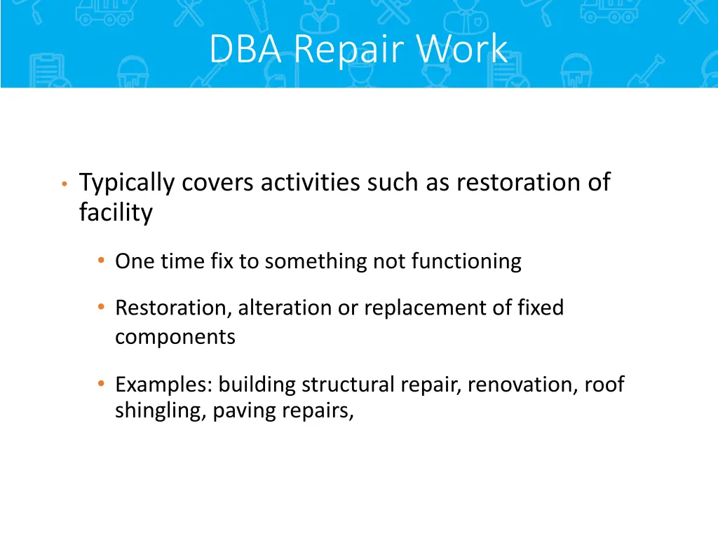 dba repair work