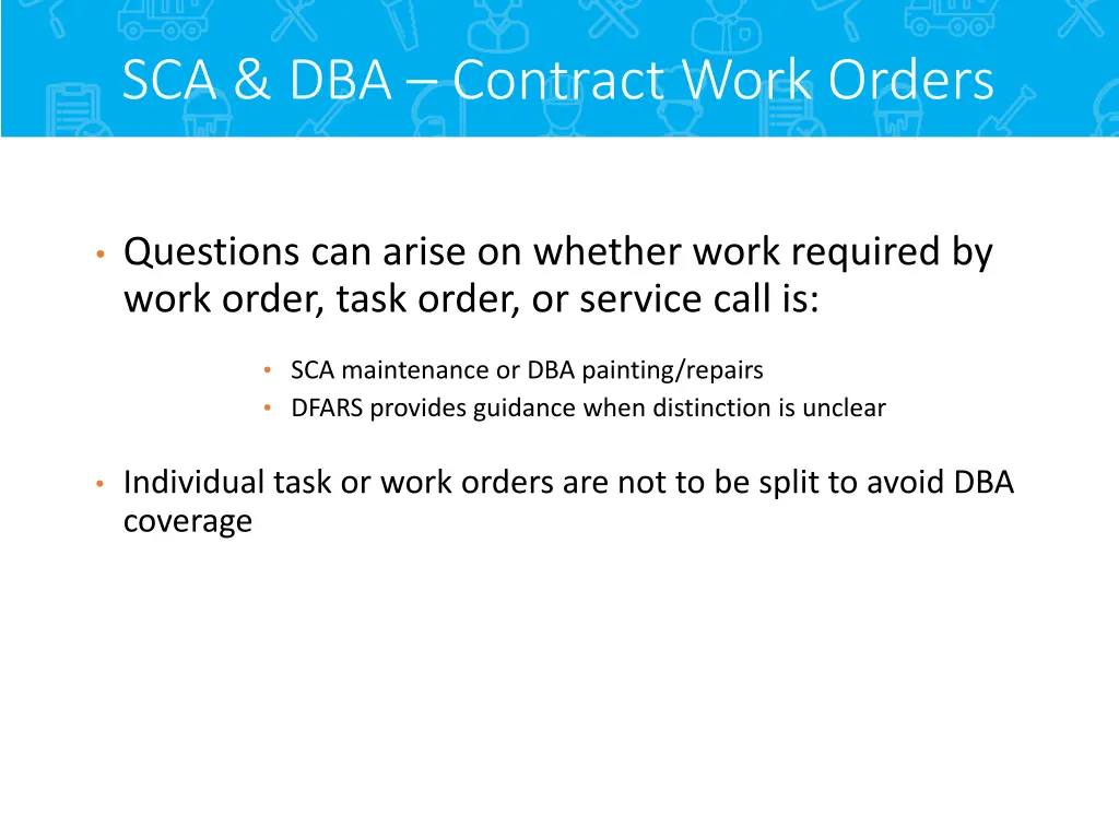 sca dba contract work orders