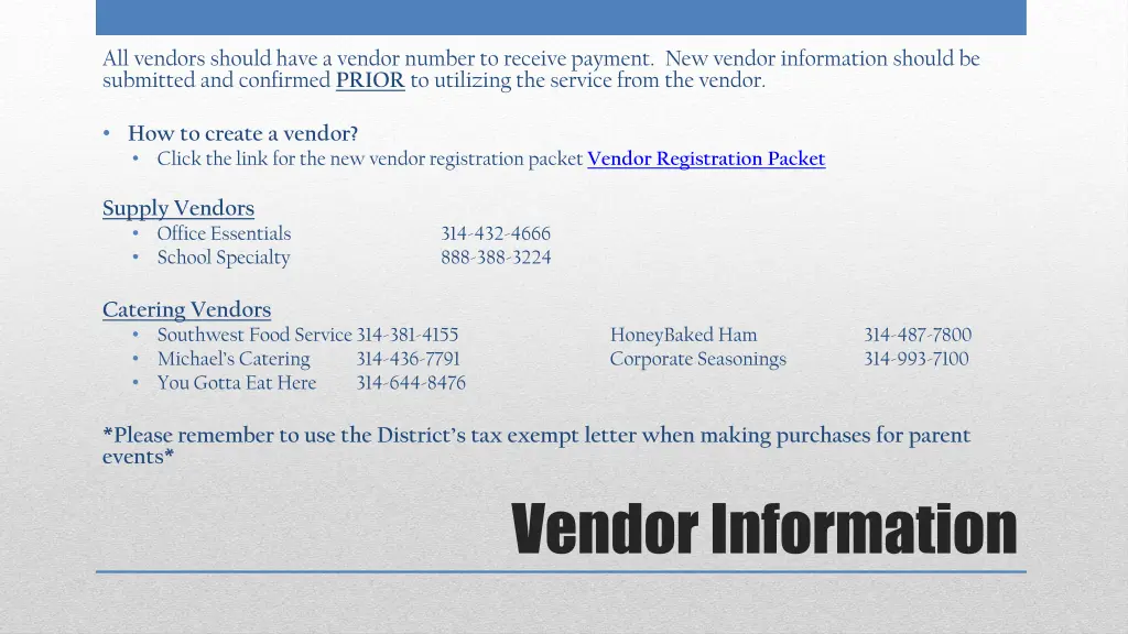 all vendors should have a vendor number