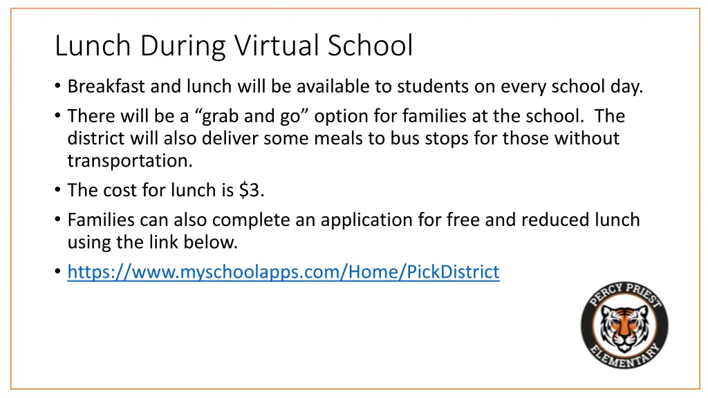 lunch during virtual school breakfast and lunch