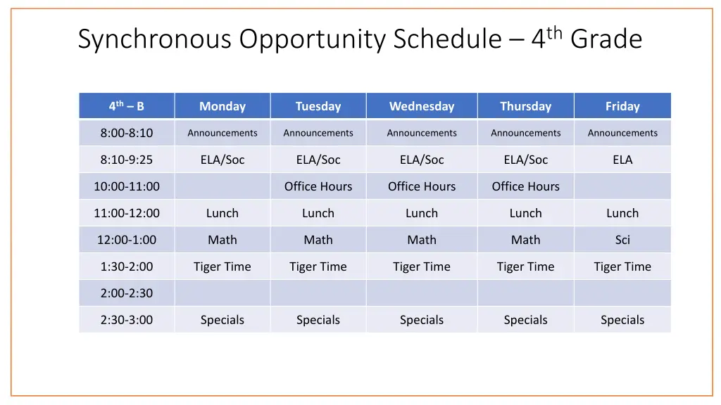 synchronous opportunity schedule 4 th grade 1