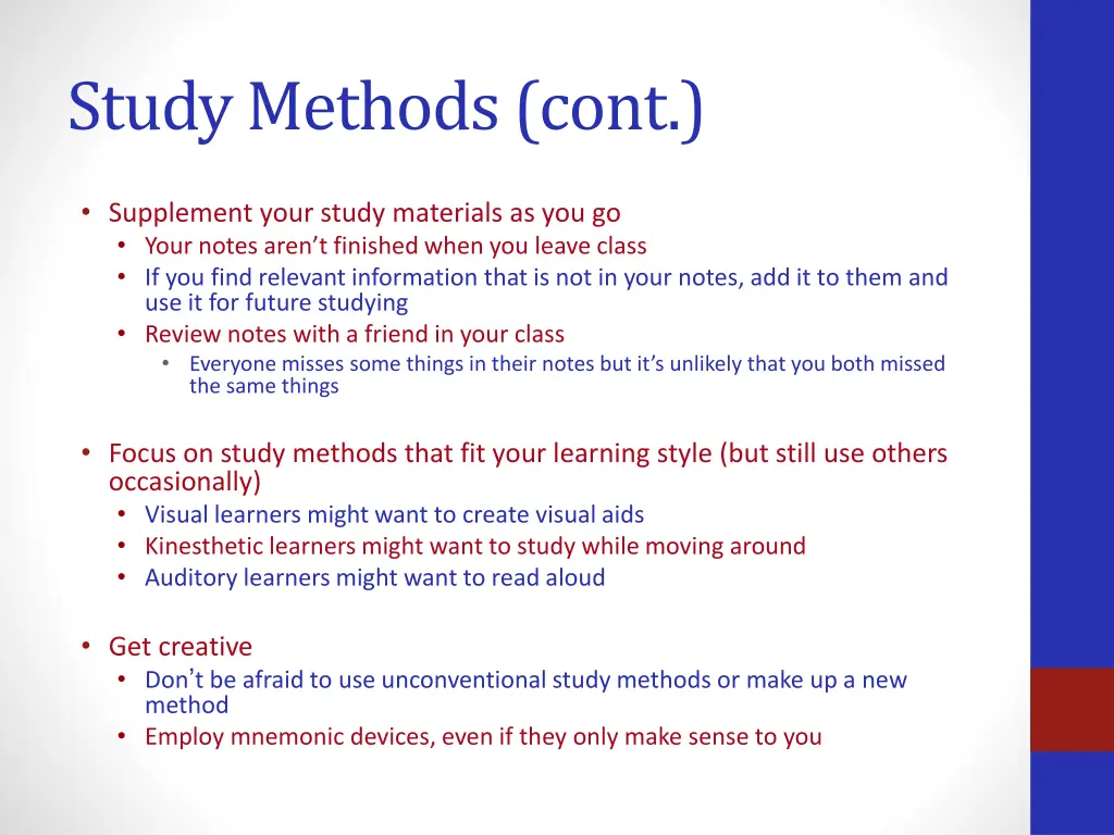 study methods cont 1