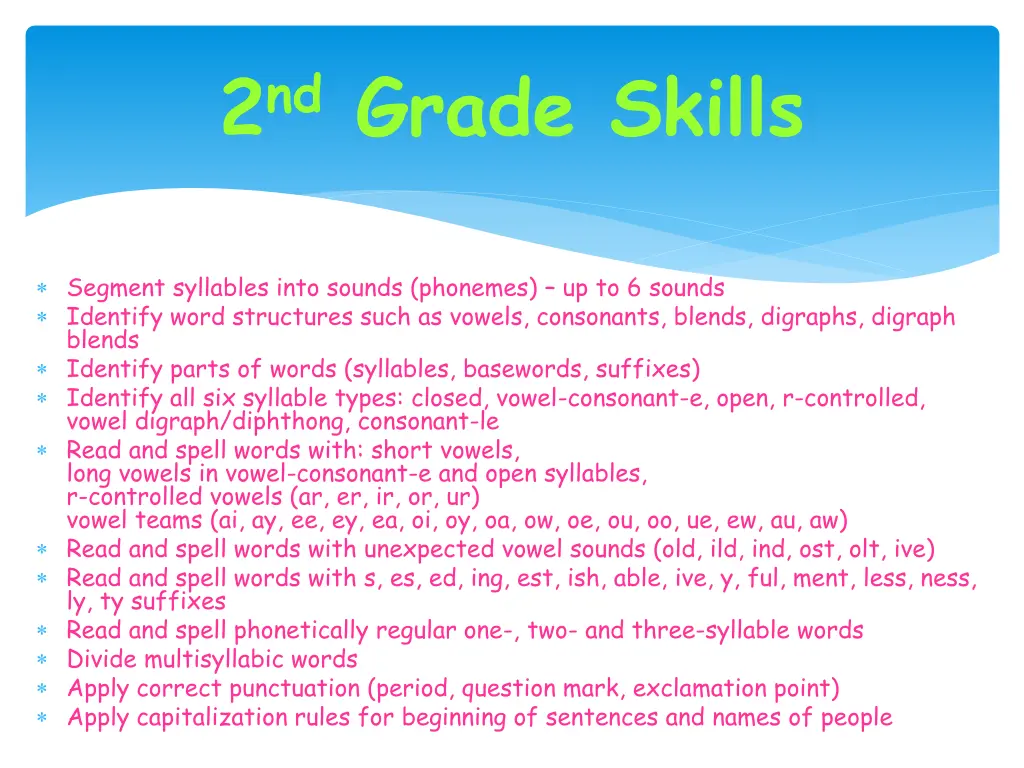 2 nd grade skills