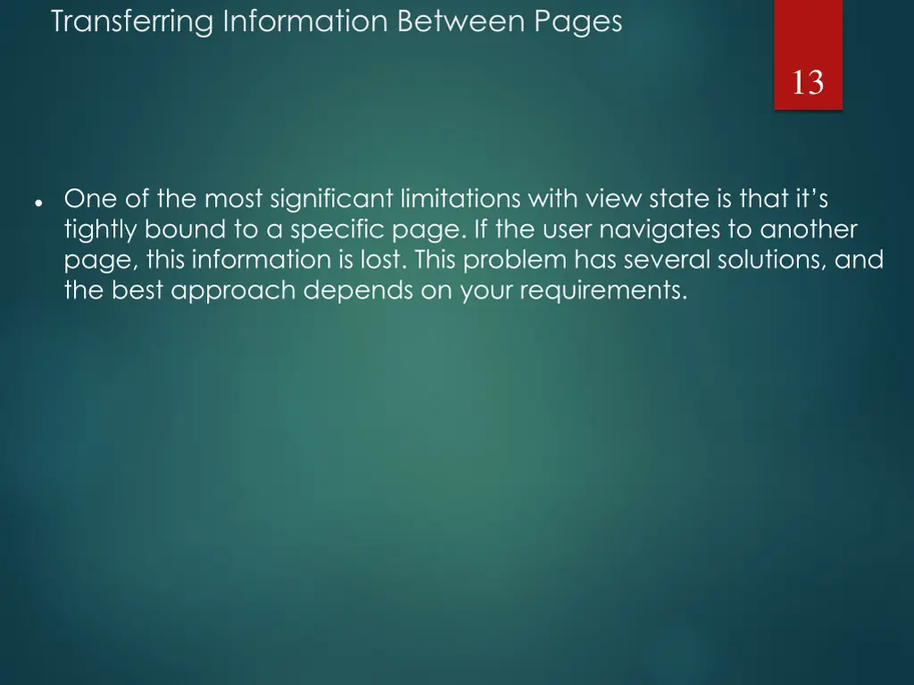 transferring information between pages