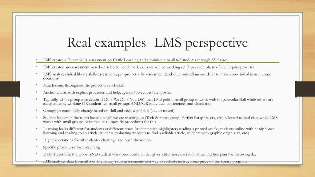 real examples lms perspective