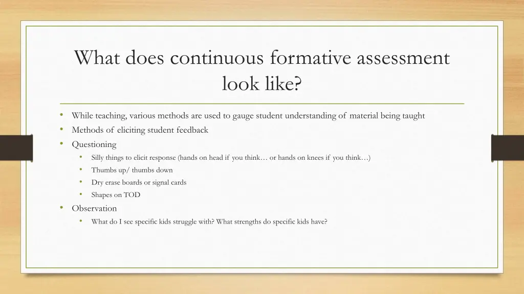 what does continuous formative assessment look