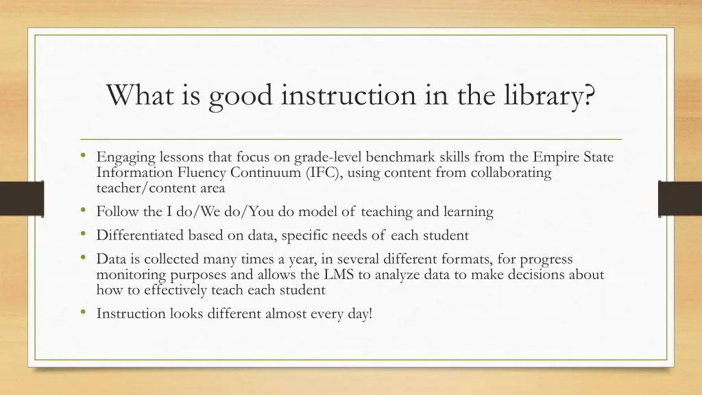 what is good instruction in the library