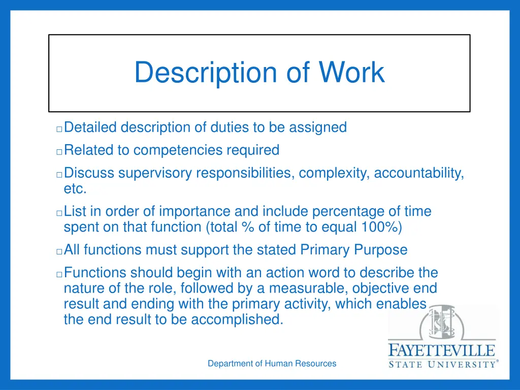 description of work