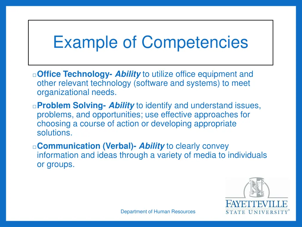 example of competencies