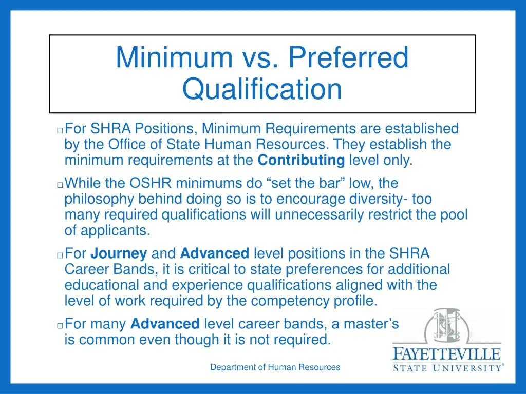 minimum vs preferred qualification