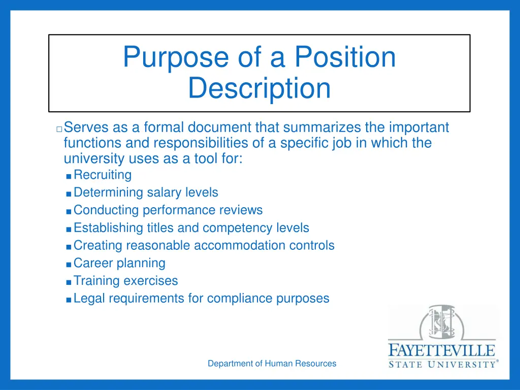 purpose of a position description